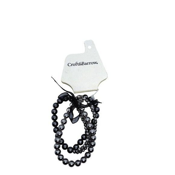 Croft and Barrow Triple strand faux pearl stretch bracelet - Picture 1 of 2